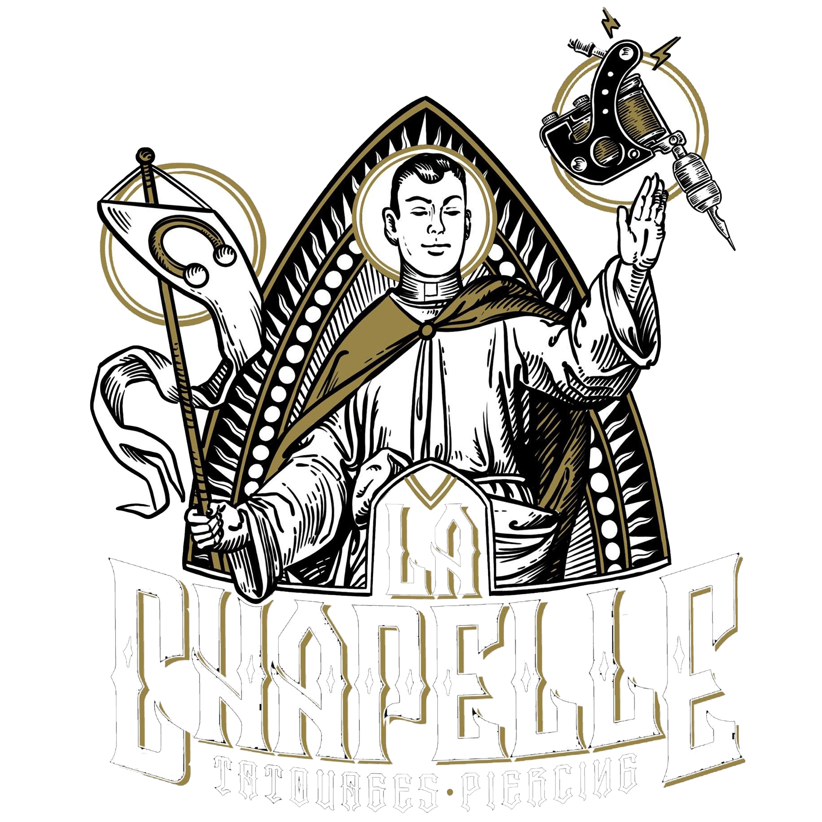 logo de la chapelle tattoo blanc